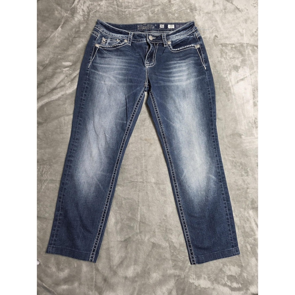 Miss Me Jeans Womens 31 Blue Hailey Skinny Embellished Sequin Rhinestone Pockets - Picture 5 of 9